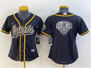 Wholesale Cheap Women's New Orleans Saints Black Team Big Logo With Patch Cool Base Stitched Baseball Jersey