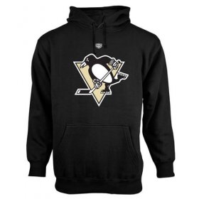 Wholesale Cheap Pittsburgh Penguins Old Time Hockey Big Logo with Crest Pullover Hoodie Black