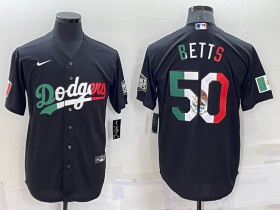 Wholesale Men\'s Los Angeles Dodgers #50 Mookie Betts Mexico Black Cool Base Stitched Baseball Jersey