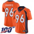 Wholesale Cheap Nike Broncos #96 Shelby Harris Orange Team Color Men's Stitched NFL 100th Season Vapor Untouchable Limited Jersey