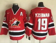 Wholesale Cheap Team CA. #19 Steve Yzerman Red/Black 2002 Olympic Nike Throwback Stitched NHL Jersey