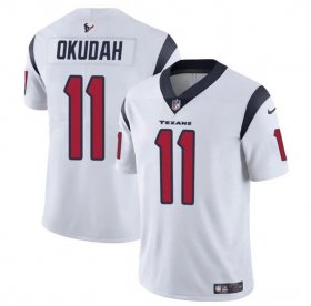 Cheap Men\'s Houston Texans #11 Jeff Okudah White Vapor Untouchable Football Stitched Jersey