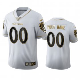 Wholesale Cheap Baltimore Ravens Custom Men\'s Nike White Golden Edition Vapor Limited NFL 100 Jersey