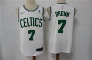 Wholesale Cheap Men's Boston Celtics #7 Jaylen Brown White 2021 Nike Swingman Stitched NBA Jersey With NEW Sponsor Logo