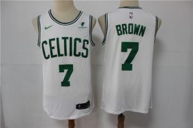 Wholesale Cheap Men\'s Boston Celtics #7 Jaylen Brown White 2021 Nike Swingman Stitched NBA Jersey With NEW Sponsor Logo