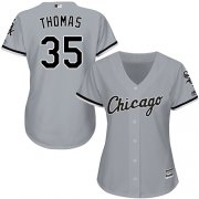 Wholesale Cheap White Sox #35 Frank Thomas Grey Road Women's Stitched MLB Jersey