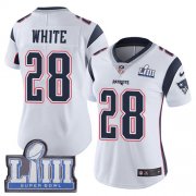 Wholesale Cheap Nike Patriots #28 James White White Super Bowl LIII Bound Women's Stitched NFL Vapor Untouchable Limited Jersey