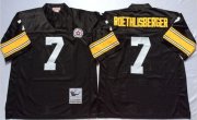 Wholesale Cheap Mitchell And Ness Steelers #7 Ben Roethlisberger Black Throwback Stitched NFL Jersey