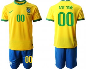 Wholesale Cheap Men 2020-2021 Season National team Brazil home yellow customized Soccer Jersey