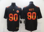Wholesale Cheap Men's Pittsburgh Steelers #90 T. J. Watt Black Red Orange Stripe Vapor Limited Nike NFL Jersey