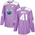 Wholesale Cheap Adidas Oilers #41 Mike Smith Purple Authentic Fights Cancer Stitched NHL Jersey
