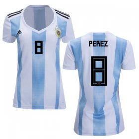 Wholesale Cheap Women\'s Argentina #8 Perez Home Soccer Country Jersey