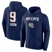 Cheap Men's New England Patriots #9 Matthew Judon Navy Team Wordmark Player Name & Number Pullover Hoodie