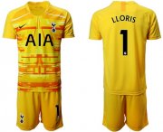 Wholesale Cheap Tottenham Hotspur #1 Lloris Yellow Goalkeeper Soccer Club Jersey