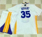 Wholesale Cheap Warriors #35 Kevin Durant White Long Sleeve A Set Stitched NBA Jersey