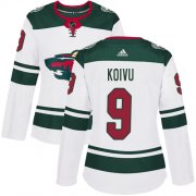 Wholesale Cheap Adidas Wild #9 Mikko Koivu White Road Authentic Women's Stitched NHL Jersey