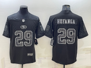 Wholesale Cheap Men's San Francisco 49ers #29 Talanoa Hufanga Black Reflective Limited Stitched Football Jersey