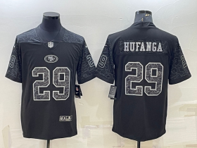 Wholesale Cheap Men\'s San Francisco 49ers #29 Talanoa Hufanga Black Reflective Limited Stitched Football Jersey