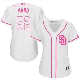 Wholesale Cheap Padres #52 Brad Hand White/Pink Fashion Women\'s Stitched MLB Jersey