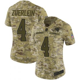 Wholesale Cheap Nike Rams #4 Greg Zuerlein Camo Women\'s Stitched NFL Limited 2018 Salute to Service Jersey