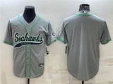 Wholesale Cheap Men's Seattle Seahawks Gray With Patch Cool Base Stitched Baseball Jersey