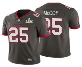 Wholesale Cheap Men\'s Tampa Bay Buccaneers #25 LeSean McCoy Grey 2021 Super Bowl LV Limited Stitched NFL Jersey