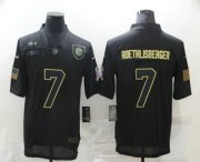 Wholesale Cheap Men's Pittsburgh Steelers #7 Ben Roethlisberger Black 2020 Salute To Service Stitched NFL Nike Limited Jersey