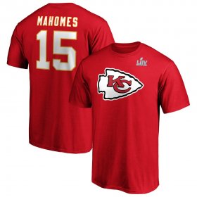 Wholesale Cheap Men\'s Kansas City Chiefs #15 Patrick Mahomes NFL Red Super Bowl LIV Bound Halfback Player Name & Number T-Shirt