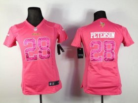 Wholesale Cheap Nike Vikings #28 Adrian Peterson Pink Sweetheart Women\'s Stitched NFL Elite Jersey