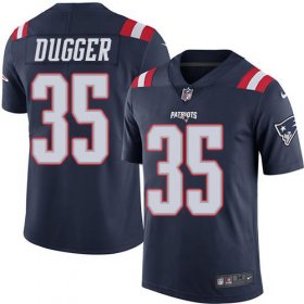 Wholesale Cheap Nike Patriots #35 Kyle Dugger Navy Blue Men\'s Stitched NFL Limited Rush Jersey