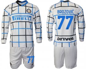 Wholesale Cheap Men 2020-2021 club Inter milan away long sleeve 77 white Soccer Jerseys