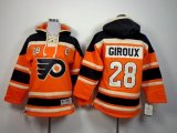 Wholesale Cheap Flyers #28 Claude Giroux Orange Sawyer Hooded Sweatshirt Stitched Youth NHL Jersey