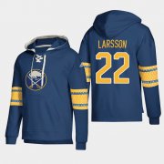 Wholesale Cheap Buffalo Sabres #22 Johan Larsson Navy adidas Lace-Up Pullover Hoodie