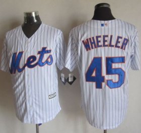 Wholesale Cheap Mets #45 Zack Wheeler White(Blue Strip) New Cool Base Stitched MLB Jersey
