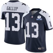 Wholesale Cheap Nike Cowboys #13 Michael Gallup Navy Blue Thanksgiving Men's Stitched With Established In 1960 Patch NFL Vapor Untouchable Limited Throwback Jersey