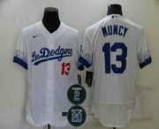 Wholesale Cheap Men's Los Angeles Dodgers #13 Max Muncy White #2 #20 Patch City Connect Flex Base Stitched Jersey