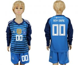 Wholesale Cheap Germany Personalized Blue Long Sleeves Kid Soccer Country Jersey