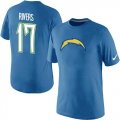 Wholesale Cheap Nike Los Angeles Chargers #17 Philip Rivers Name & Number NFL T-Shirt Electric Blue
