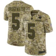 Wholesale Cheap Nike Panthers #5 Teddy Bridgewater Camo Youth Stitched NFL Limited 2018 Salute To Service Jersey