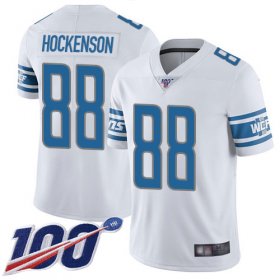 Wholesale Cheap Nike Lions #88 T.J. Hockenson White Men\'s Stitched NFL 100th Season Vapor Limited Jersey