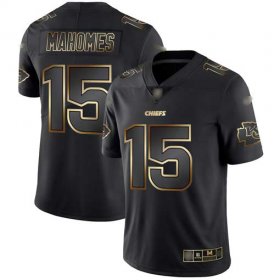 Wholesale Cheap Nike Chiefs #15 Patrick Mahomes Black/Gold Men\'s Stitched NFL Vapor Untouchable Limited Jersey