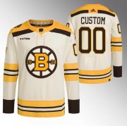 Cheap Men's Boston Bruins Custom Cream With Rapid7 Patch 100th Anniversary Stitched Jersey
