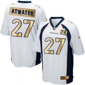 Wholesale Cheap Nike Broncos #27 Steve Atwater White Men\'s Stitched NFL Game Super Bowl 50 Collection Jersey