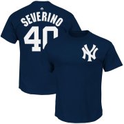 Wholesale Cheap New York Yankees #40 Luis Severino Majestic Official Name & Number T-Shirt Navy