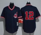 Wholesale Cheap Mitchell And Ness Indians #12 Francisco Lindor Navy Blue Throwback Stitched MLB Jersey