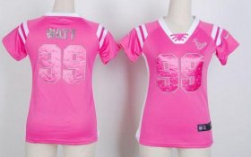 Wholesale Cheap Nike Texans #99 J.J. Watt Pink Women\'s Stitched NFL Elite Draft Him Shimmer Jersey