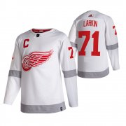 Wholesale Cheap Detroit Red Wings #71 Dylan Larkin White Men's Adidas 2020-21 Reverse Retro Alternate NHL Jersey