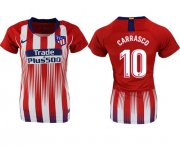 Wholesale Cheap Women's Atletico Madrid #10 Carrasco Home Soccer Club Jersey
