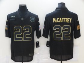 Wholesale Cheap Men\'s Carolina Panthers #22 Christian McCaffrey Black 2020 Salute To Service Stitched NFL Nike Limited Jersey
