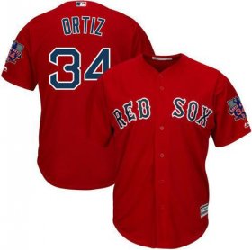 Wholesale Cheap Red Sox #34 David Ortiz Red New Cool Base with Retirement Patch Stitched MLB Jersey